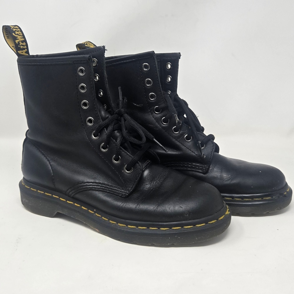 Dr. Martens 1460 W Womens Black Smooth Leather 8-Eye Lace Up Combat Boots Size 7